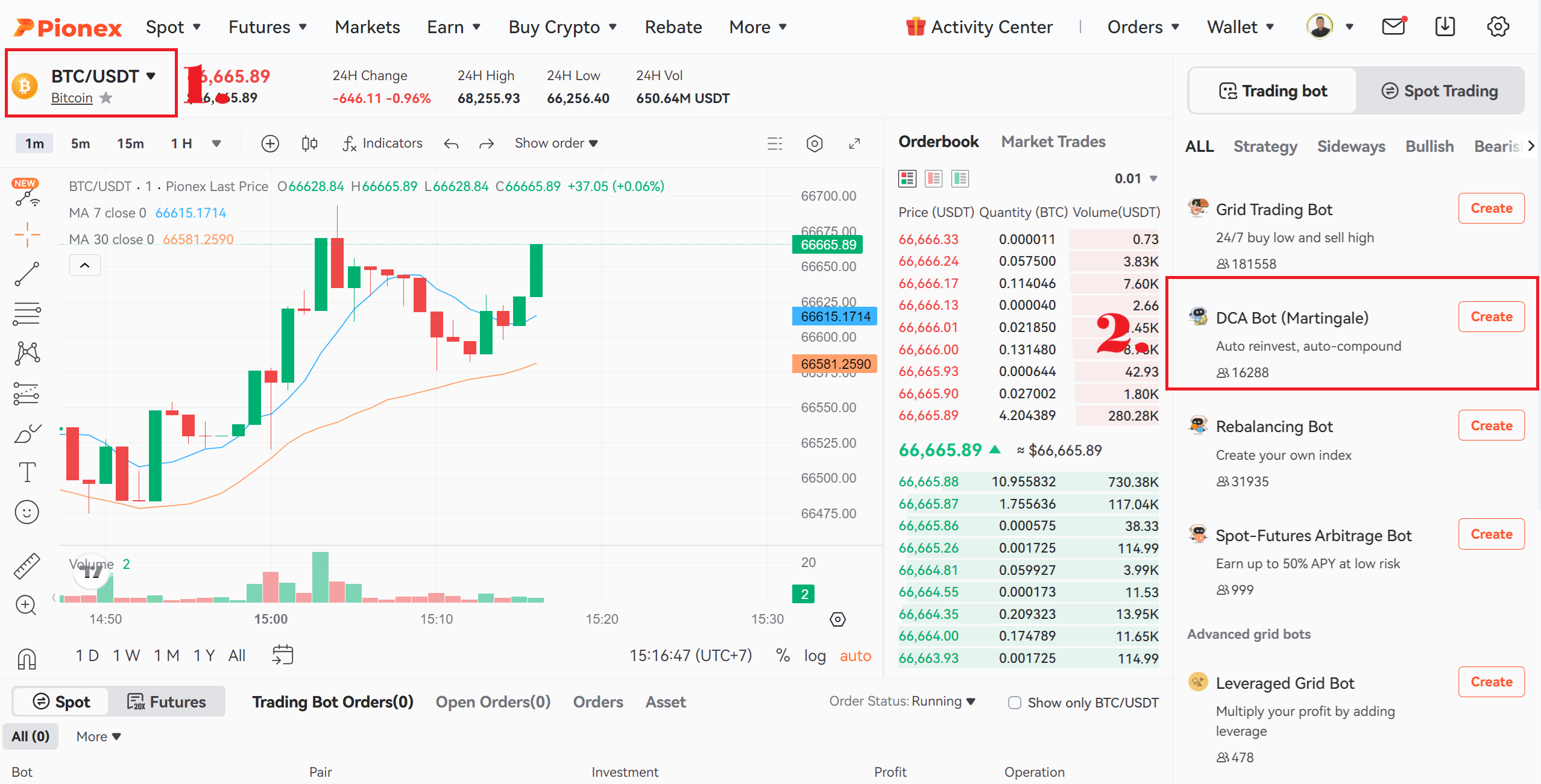 ตั้งค่า dca bot matingle pionex 1