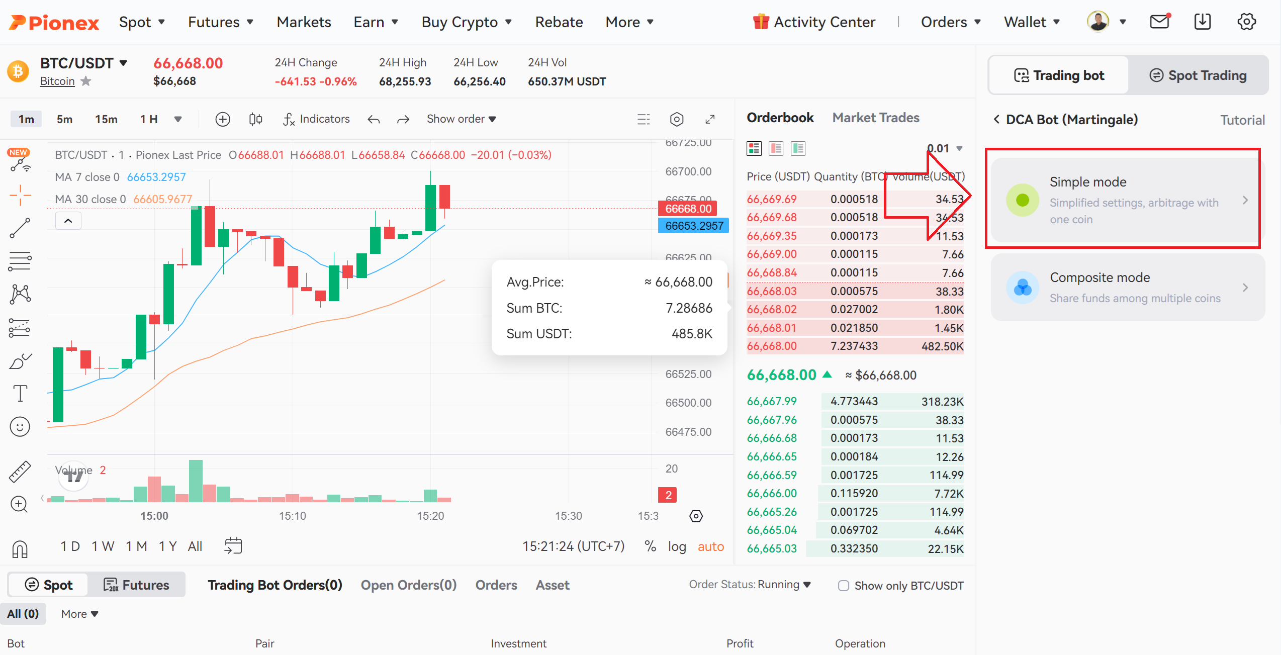 ตั้งค่า dca bot matingle pionex 2