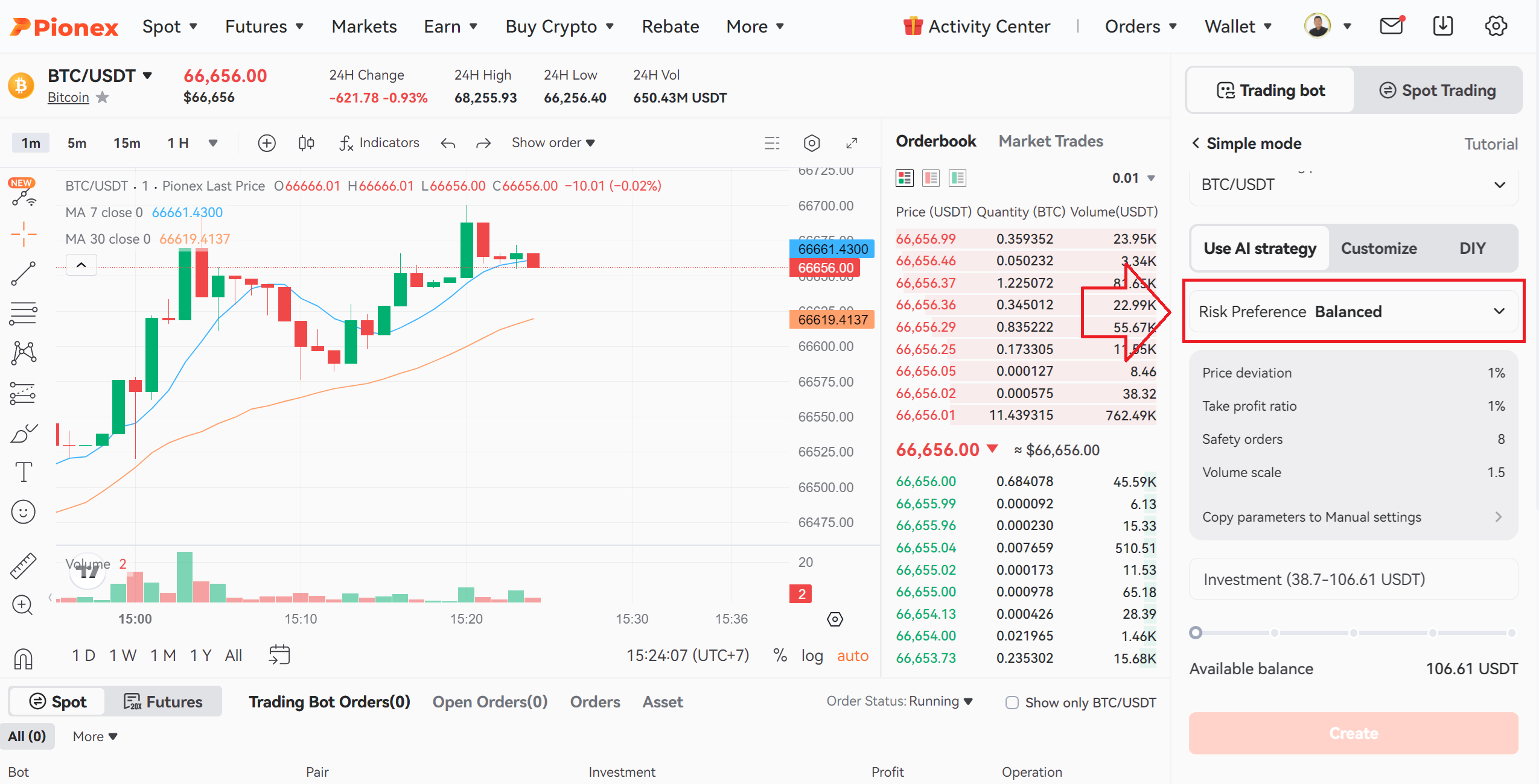 ตั้งค่า dca bot matingle pionex 3