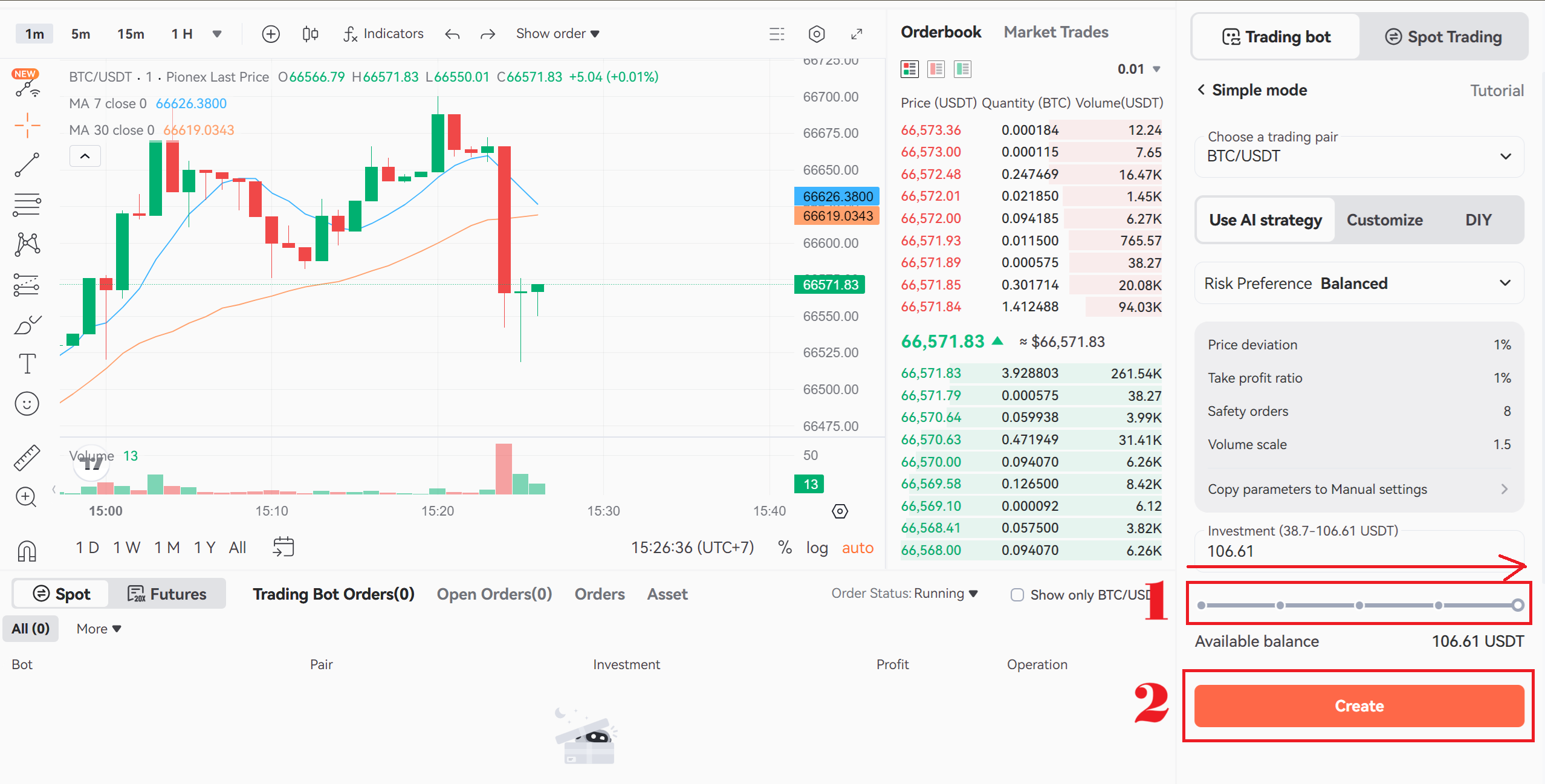 ตั้งค่า dca bot matingle pionex 4