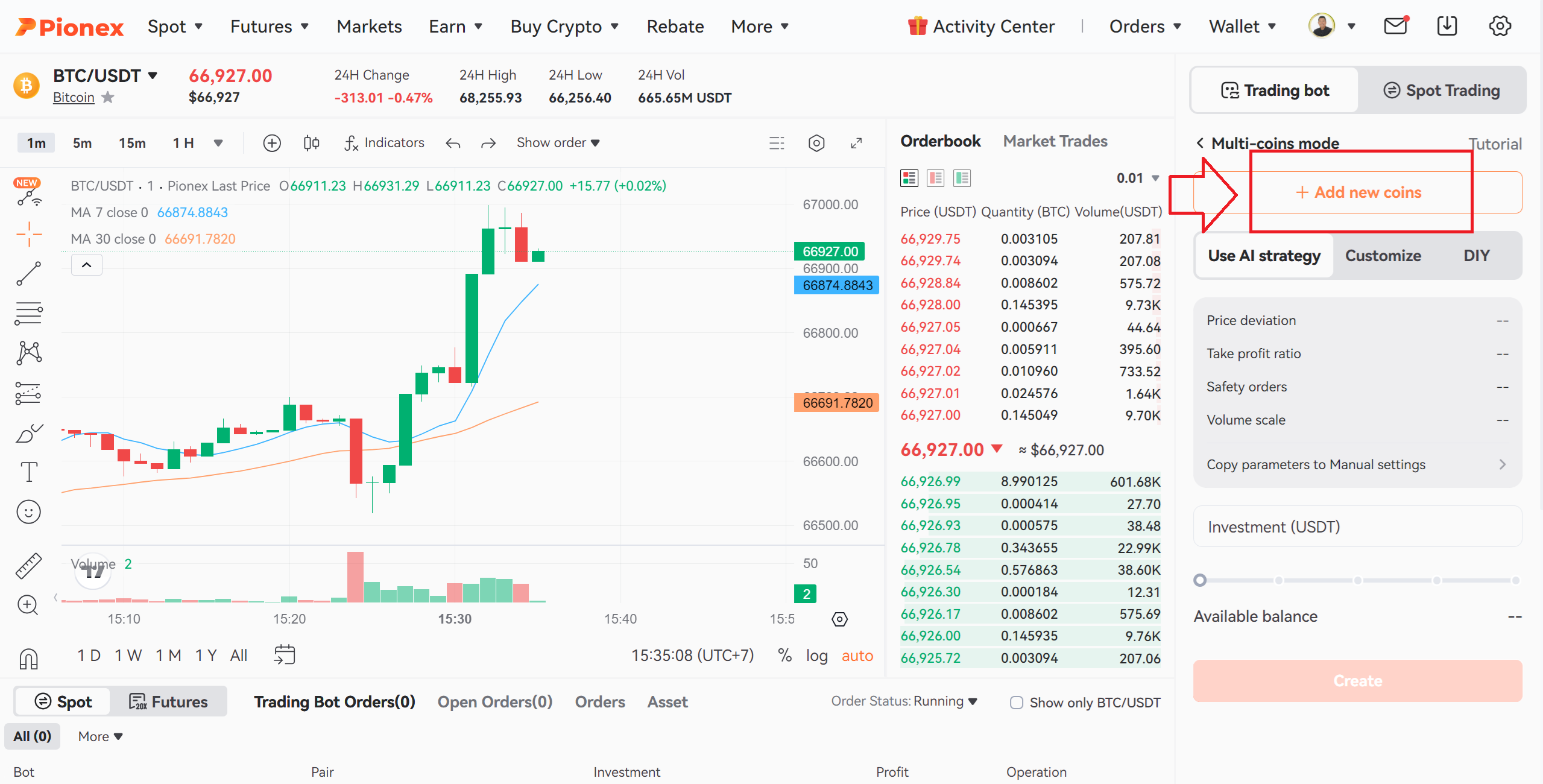 ตั้งค่า dca bot matingle pionex 6