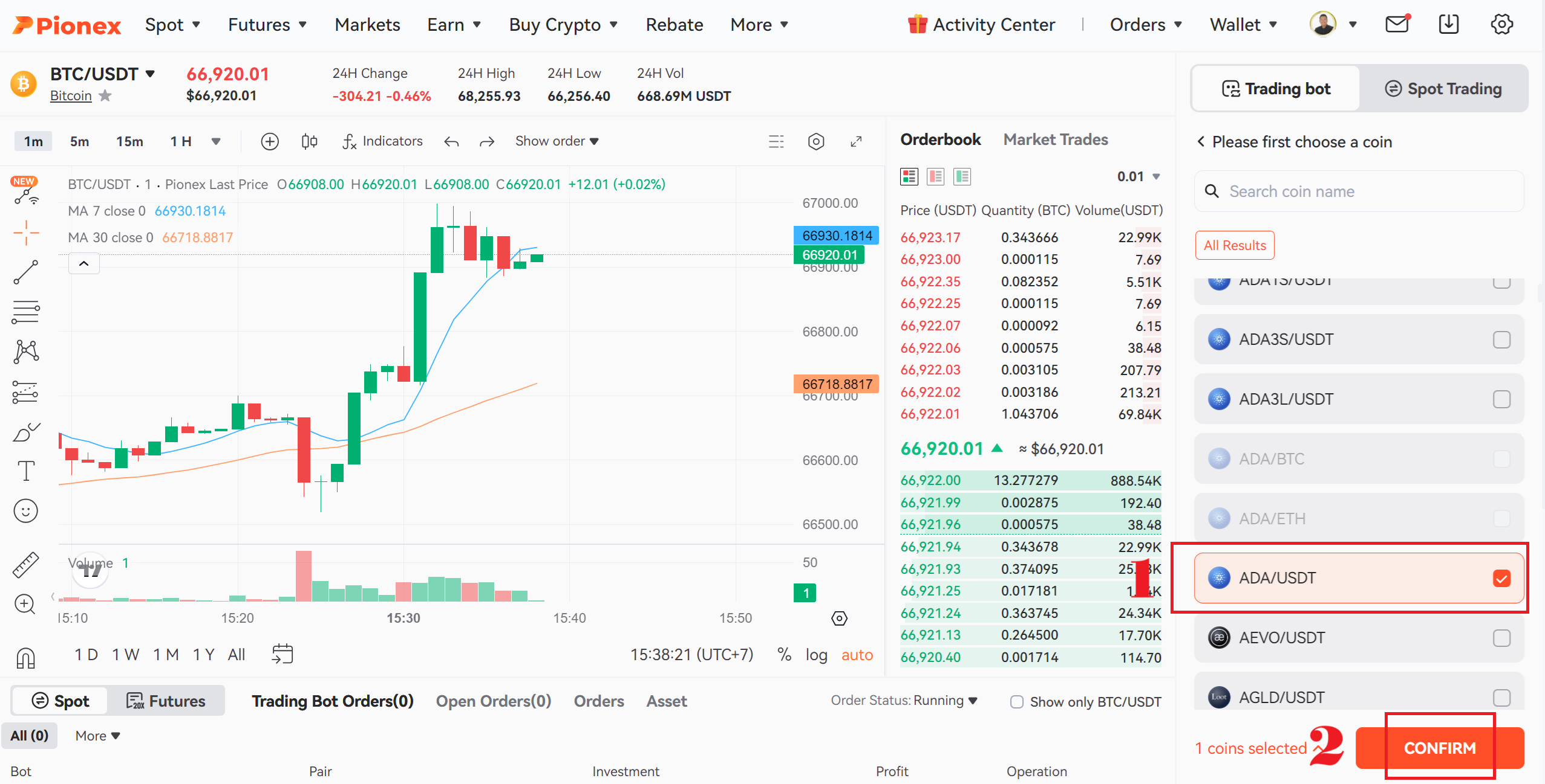 ตั้งค่า dca bot matingle pionex 7